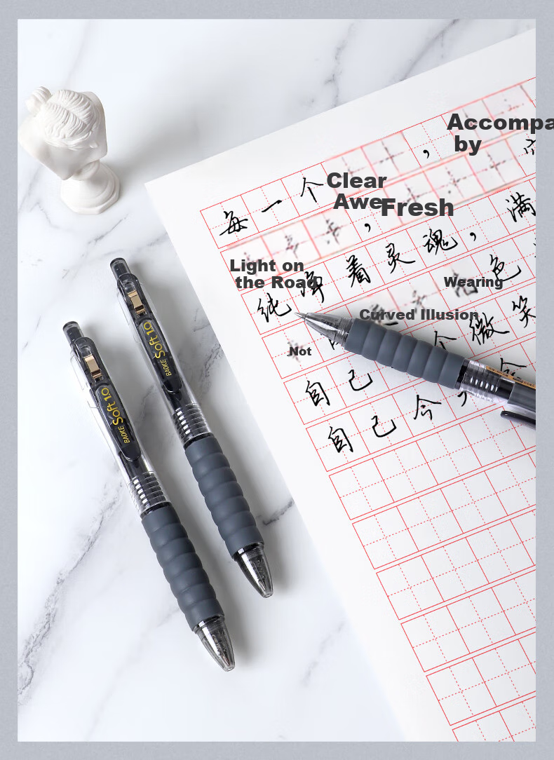 BAOKE [Lowest Price Online] PC1922 Premium Soft Grip Retractable Gel Pen, 0.5mm Double Ball Tip, Large Capacity Ink Pen for Office Signing And Student Exam Practice, 12 Pens/Box 7