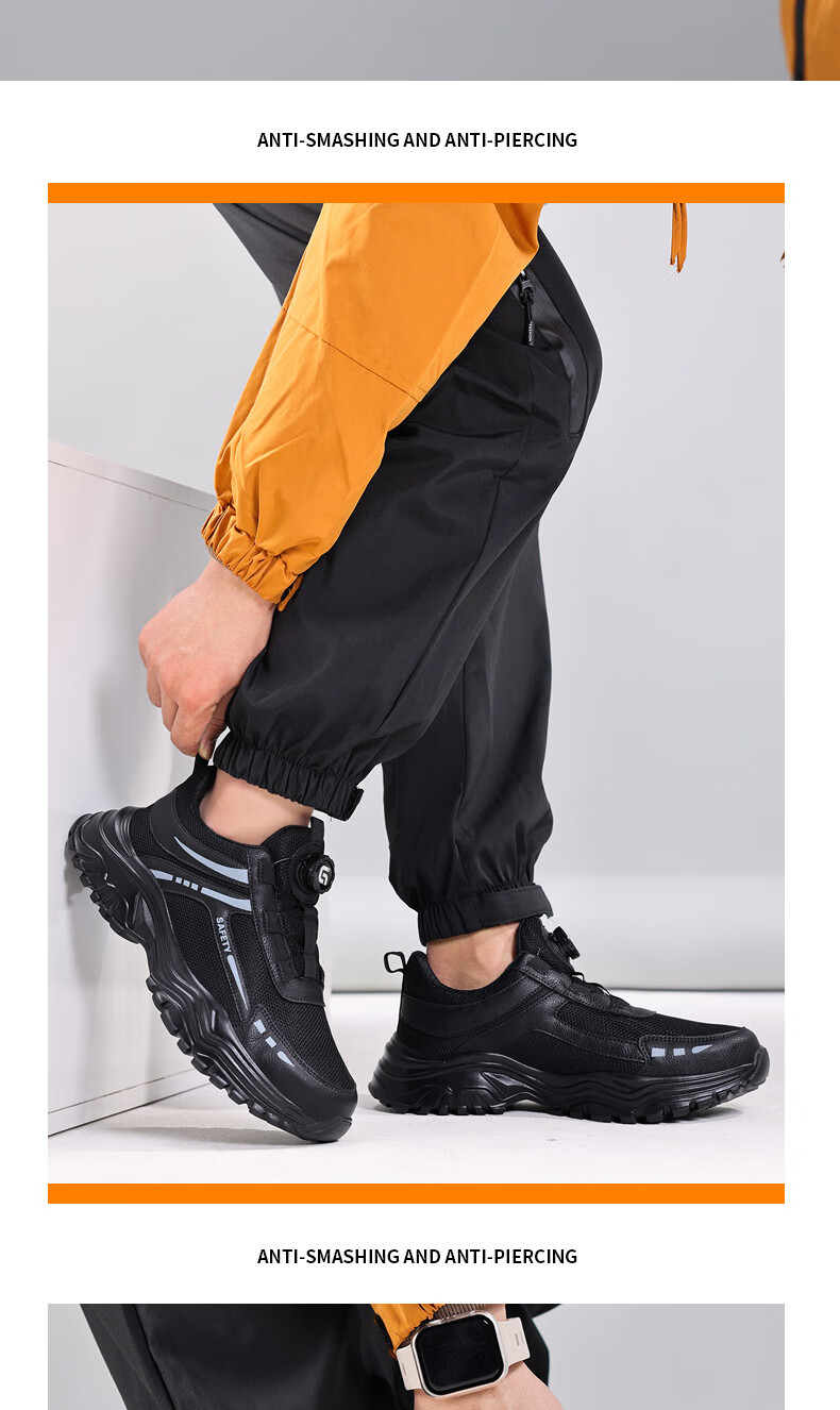 JUNBU Safety Shoes for Men with Steel Toe Cap, Anti-Smashing, Puncture-Resistant, Waterproof, Ultra-Light Soft Sole Construction Site Work Shoes F088 Size 42 11