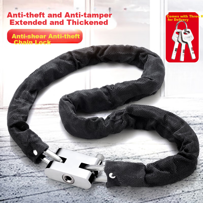 Chugong Chain Lock, Anti-Theft Chain Lock, Cut-Resistant Iron Chain Lock, Suitable for Tricycles, Bicycles, Motorcycles, Electric Bikes, 1 Meter 1