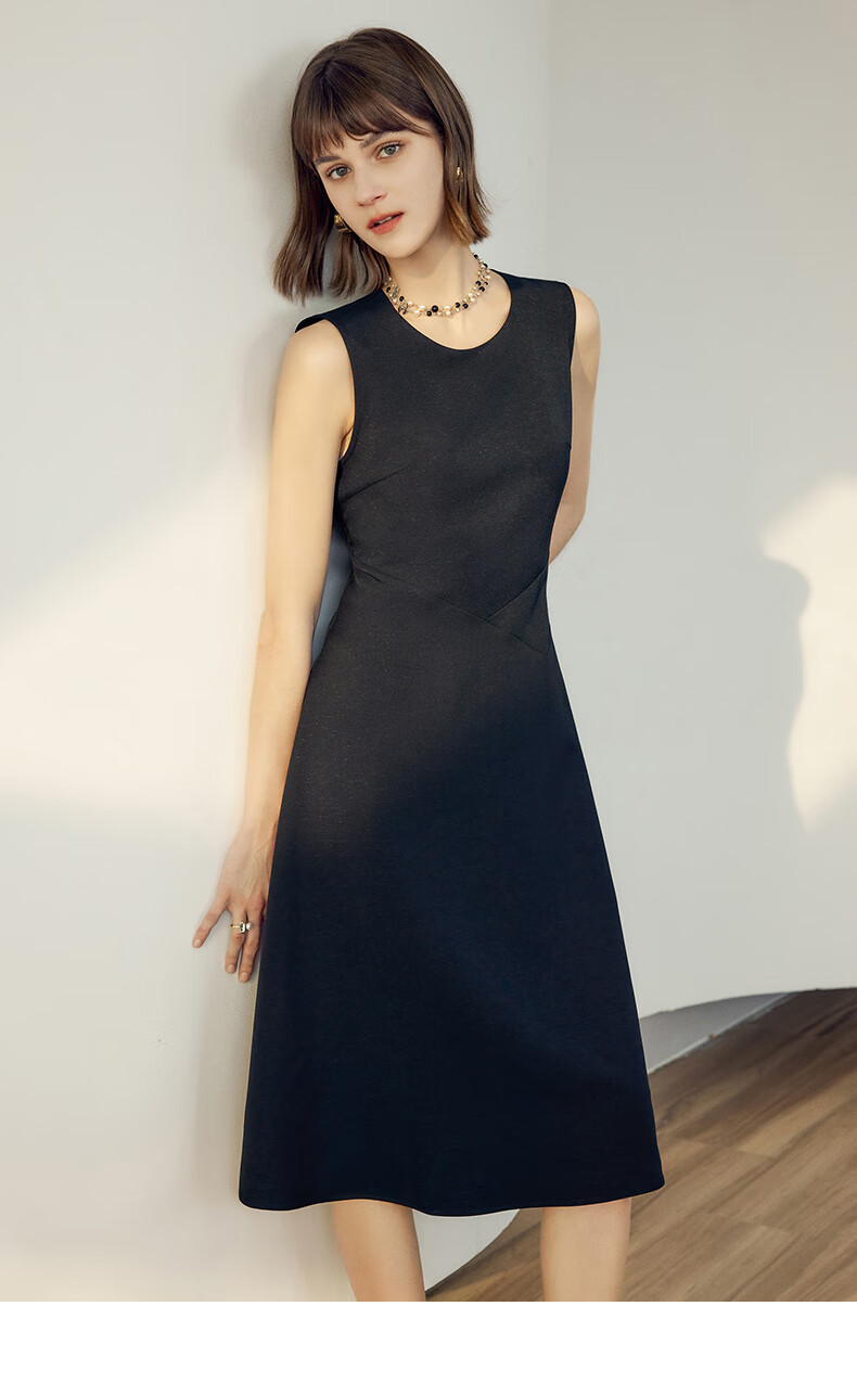 YANYEE Elegant Dress Women 2024 Autumn Waist-Slimming Simple Vest Dress Inner Dress Black 1 XL 10