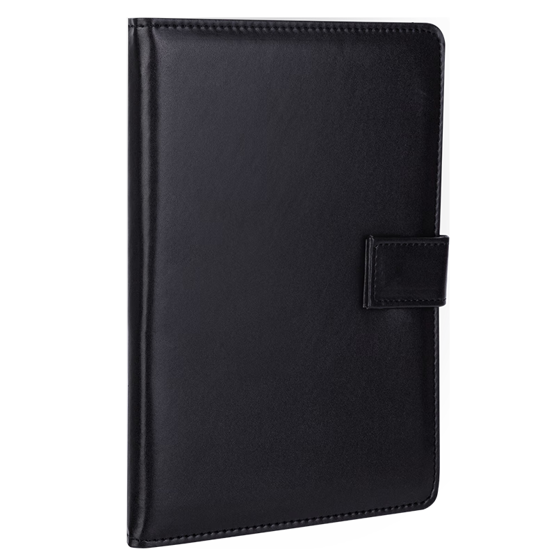 Deli Business Notebook with Leather Cover And Button Lock, Journal, Diary, Meeting Minutes Book, 25K/120 Sheets, Black, 7942