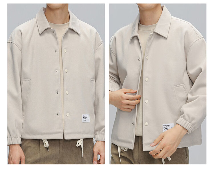 ROMON Men's Jacket, Spring And Autumn Casual Business Style, Youth Tobacco Jacket, Workwear Outerwear, Beige Color, Size 4XL 28