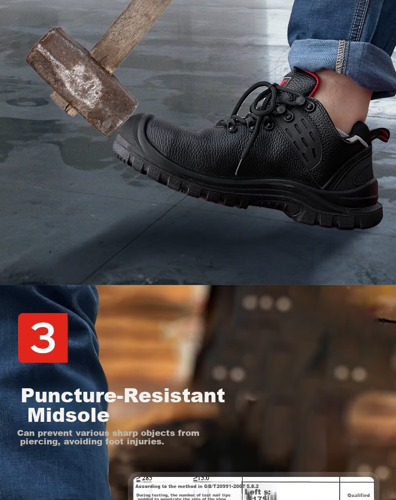 Huixiang JINGDONG Industrial Own Brand Safety Shoes, Low-Top Cowhide Multifunctional Safety Shoes, ESD Anti-Static Anti-Smashing Anti-Puncture 130201 Size 38, CE Certified by EU 4