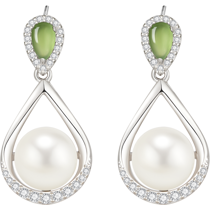 Zhenshang Silver China Gold Pearl Stud Earrings Pure Silver Jewelry Birthday Mother's Day Practical Gift for Mom S925