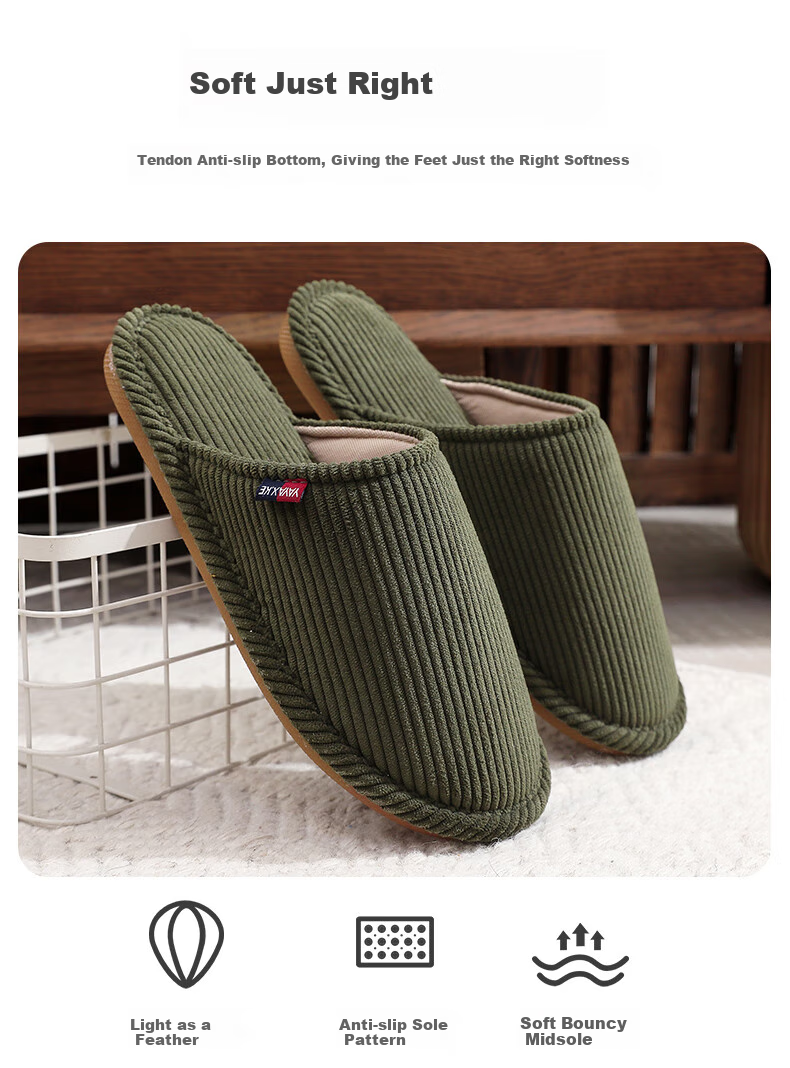 GUOLUOFEI Couple's Slippers, Men's All-Season Spring And Autumn Soft-Soled Wooden Floor Bedroom Slippers for Women, Beige, Size 36-37 3