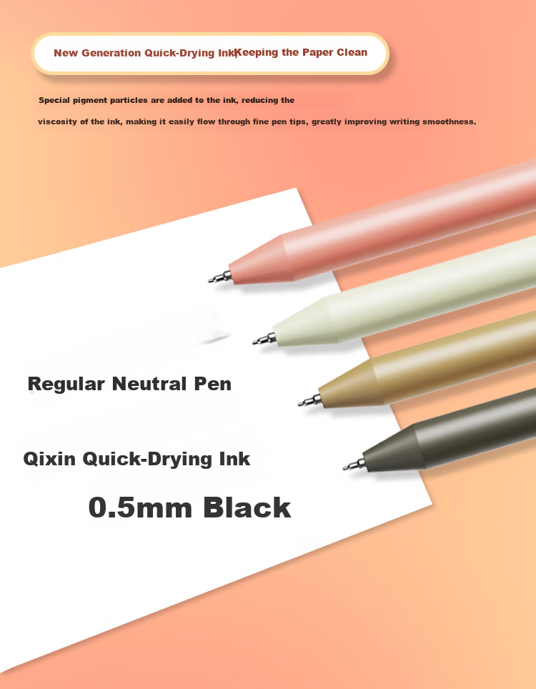 COMIX Quiet Retractable Gel Pen, Brown Barrel, 0.5mm Double Ball ST Tip, Black, 12 Pens/box, CPGP003 5