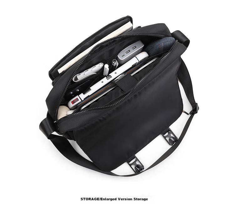 Slazenger Trendy Functional Magnetic Buckle Crossbody Bag Shoulder Bag Lightweight Large Capacity Messenger Bag, Black Extra-Large Versio 18