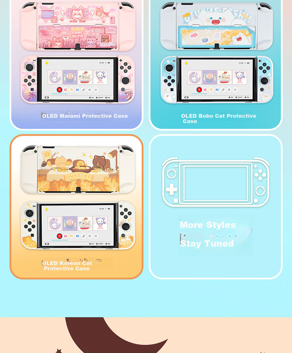 Jixiang Switch Protective Case, Oled Protective Case with Detachable Base, Shockproof And Drop-Resistant Hard Shell Handle Cover, Oled Cat Sickle Sack Protective Case 1