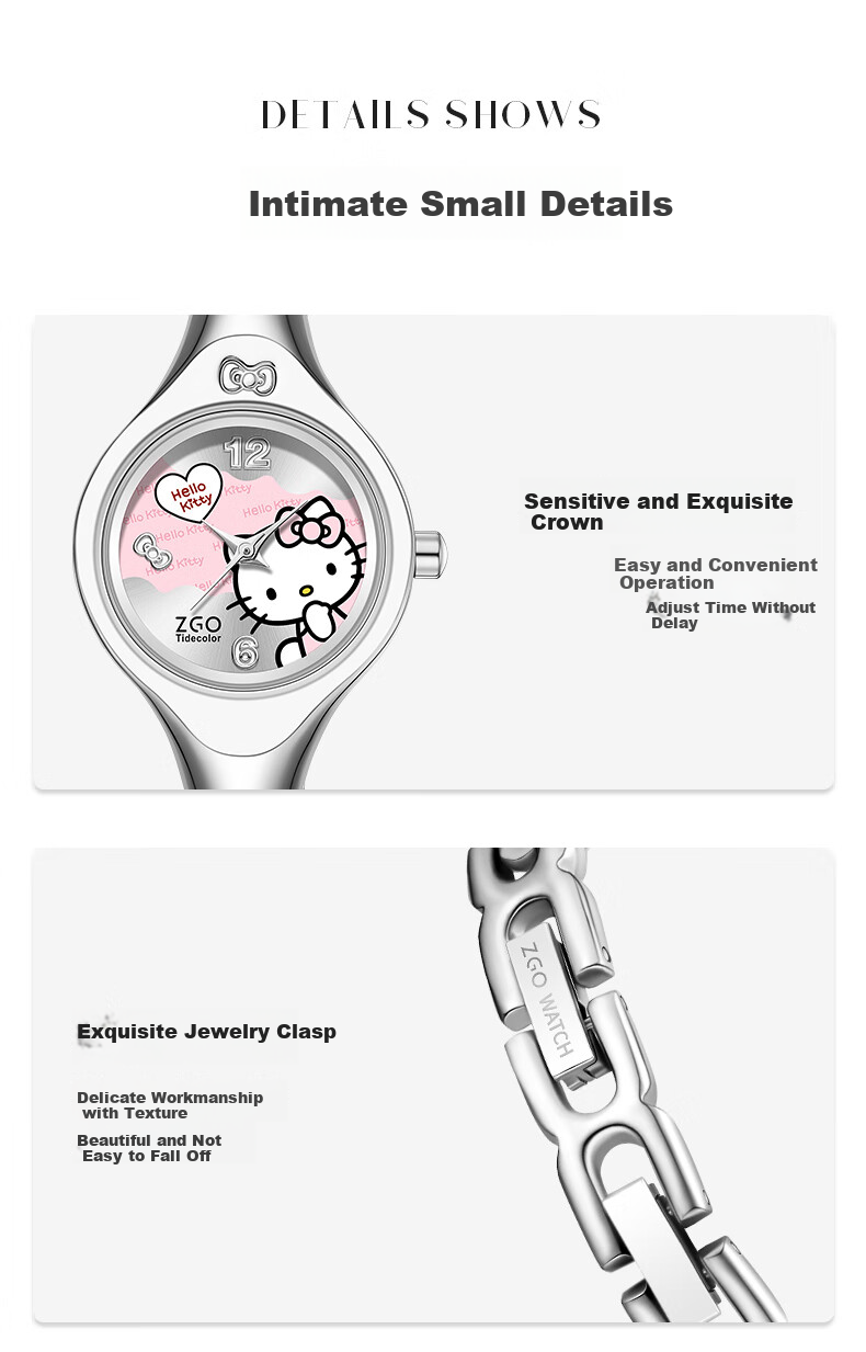 Hello Kitty Sanrio Watch, Small Dial for Female Students, Bracelet Wristwatch for Middle And High School Girls, Stylish Birthday Gift for Wome 9