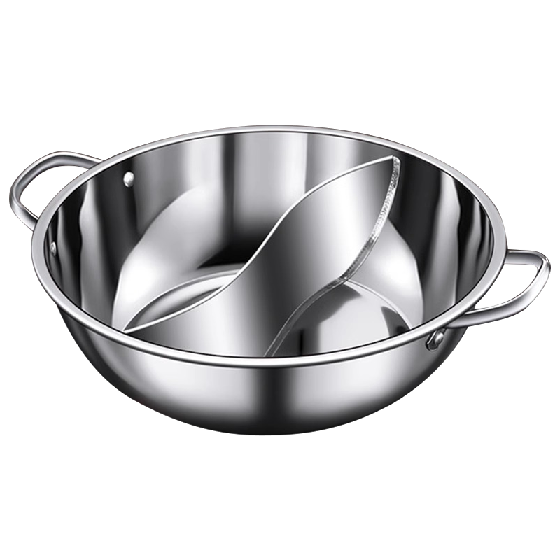 KEGOO Double-Sided Hot Pot 30CM, Large Capacity Hot Pot Cookware, Soup Pot, Compatible with Gas And Induction Stoves, Shabu-Shabu Pot, KG543