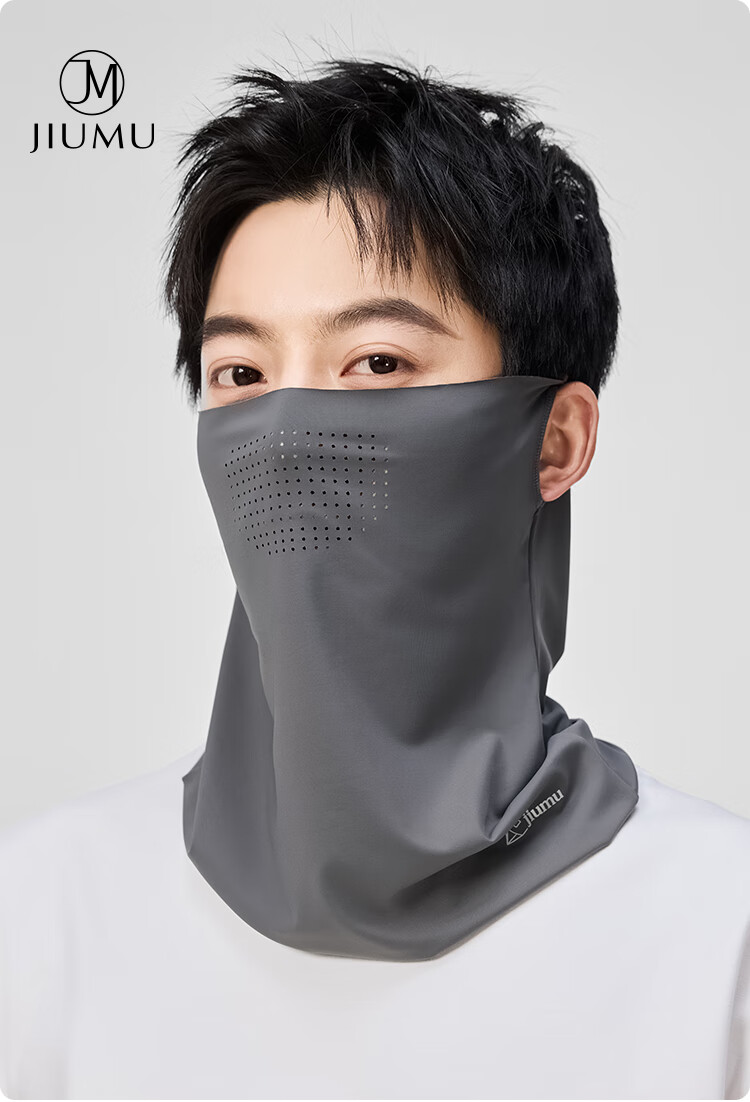 JIUMU Ice Silk Sun Protection Face Mask for Men, Cycling Summer UV Protection Sunshade Neck Guard Full Face Breathable Sun Protection Mask 1