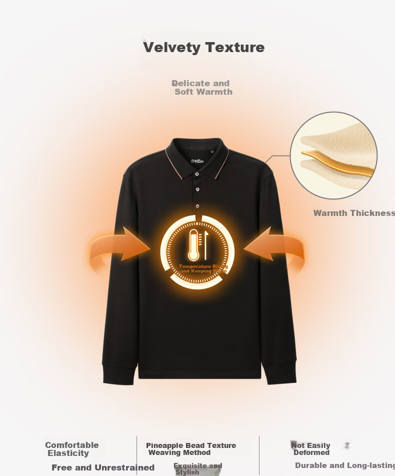 Goldlion [Contains Wool] Autumn And Winter Men's Simple Texture Business Casual Polo Shirt, Dark Brown-97, XX 2