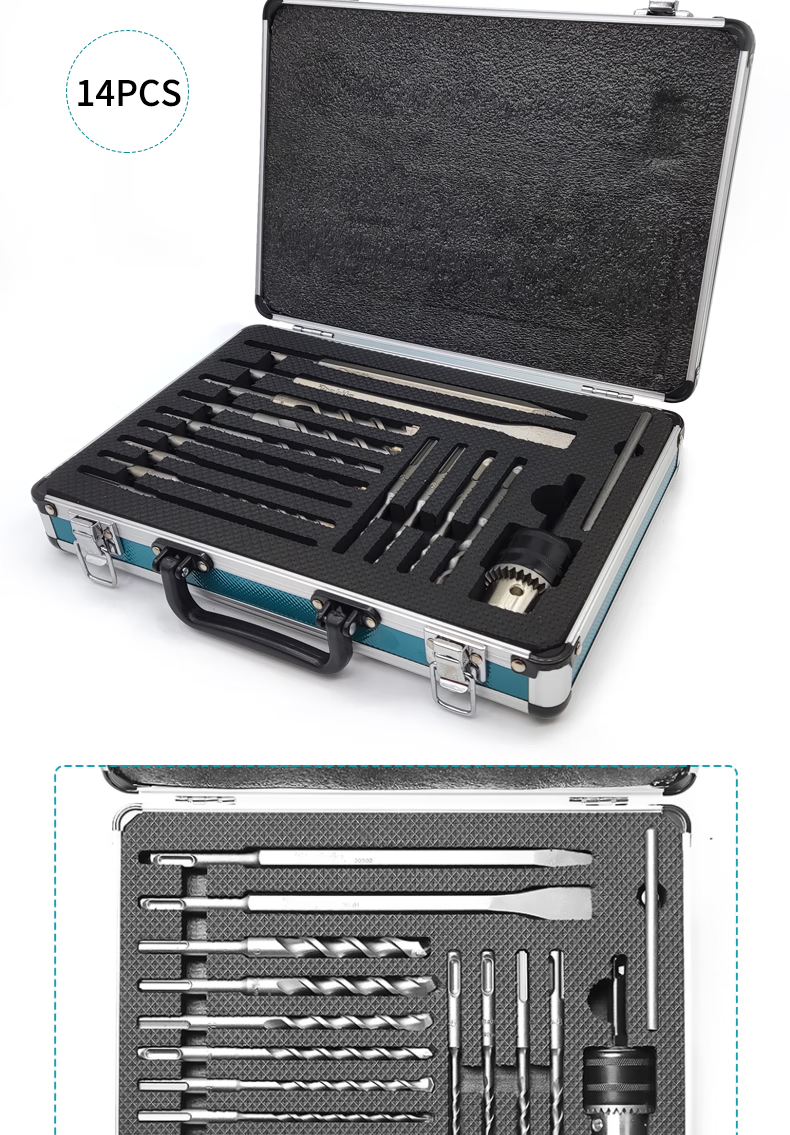 MAKITA Round Four-Groove Handle Rotary Hammer Drill Bit, Pointed Chisel, Flat Chisel Set D-53659 5