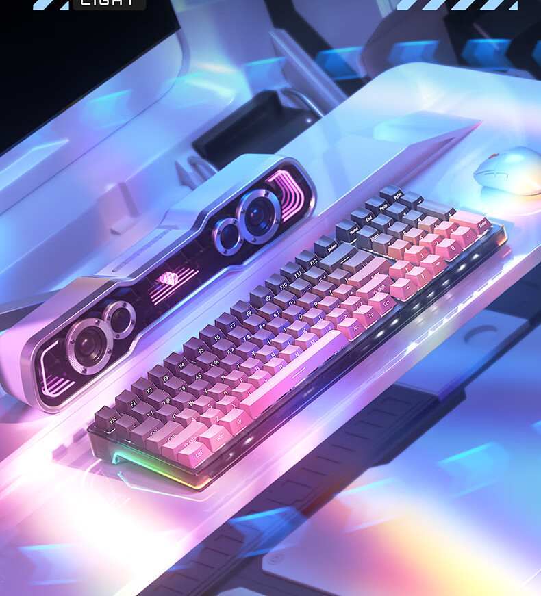 HP GK600FS Mechanical Keyboard Hot-Swappable Wired for Office, E-Sports And Gaming Dedicated Desktop Laptop Keyboard with Side-Carved Gradient Glacier Blue And Blue Switches 99 Keys 4