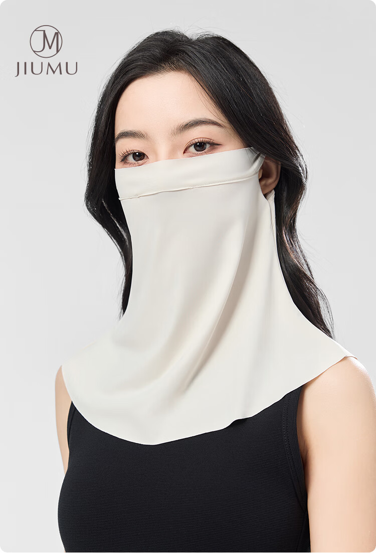 JIUMU Ice Silk Sun Protection Face Mask for Women, Summer UV-Resistant Sunshade Veil, Neck Guard for Driving, Breathable Full-Face Mask 1