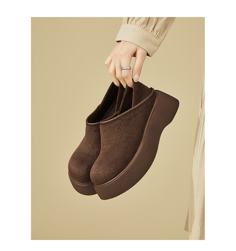 DAPHNE Women's Single Shoes, Fashionable Thick-Soled Retro Two-Way Birkenstock-Style Shoes, Soft-Bottom Versatile Slip-On Women's Shoes, Camel Color Single Lining, Size 35 9