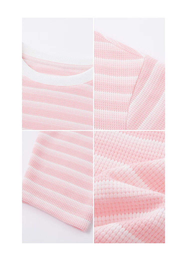 Dme [Coastline Diary] Spring Korean-Style Waffle Gradient Striped Top, Loose-Fitting, Flattering, Versatile Women's Sweatshirt 10
