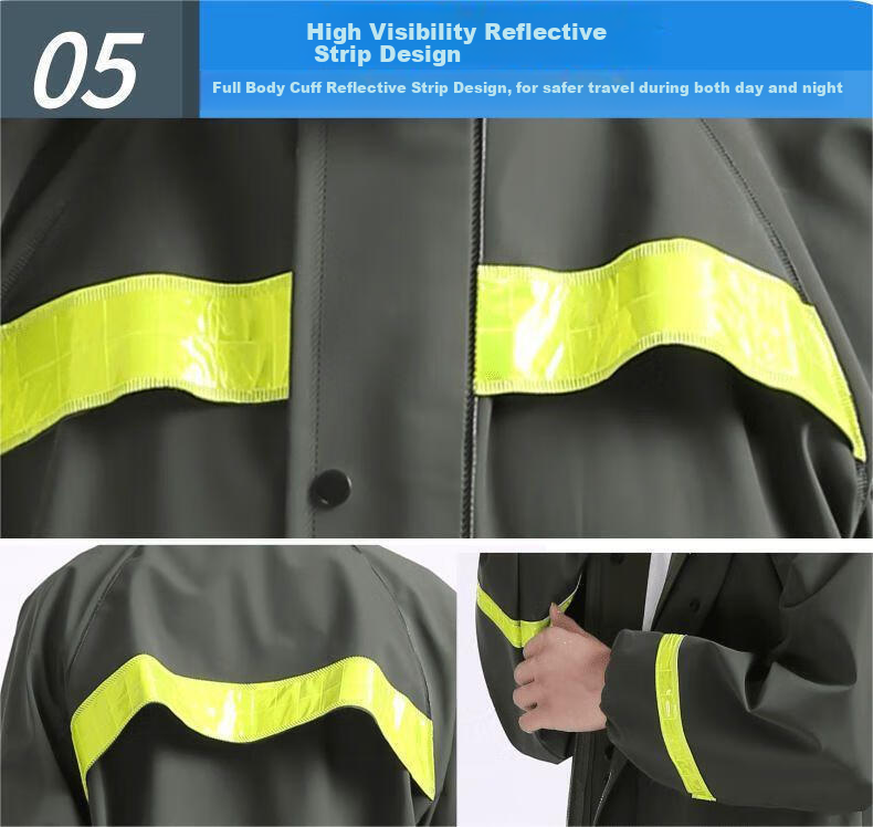 Zhaoshen Raincoat Set, Full-Body Protection against Heavy Rain, Adult Two-Piece Outdoor Construction Site Safety Reflective Raincoat, Double Pockets And Sleeves, Small Size 8