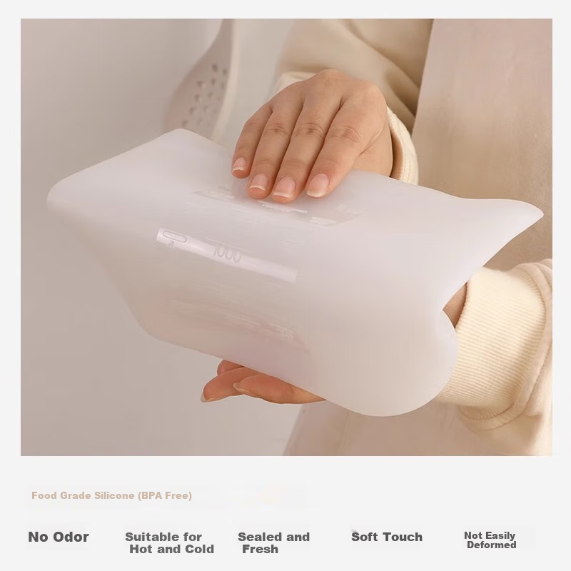 Yuanben Thick Silicone Sealing Bags for Kitchen, Refrigerator, Food-Grade Fresh-Keeping Bags, Vegetable And Fruit Storage, Baby Food Packaging, Self-Sealing Bags for Home Use