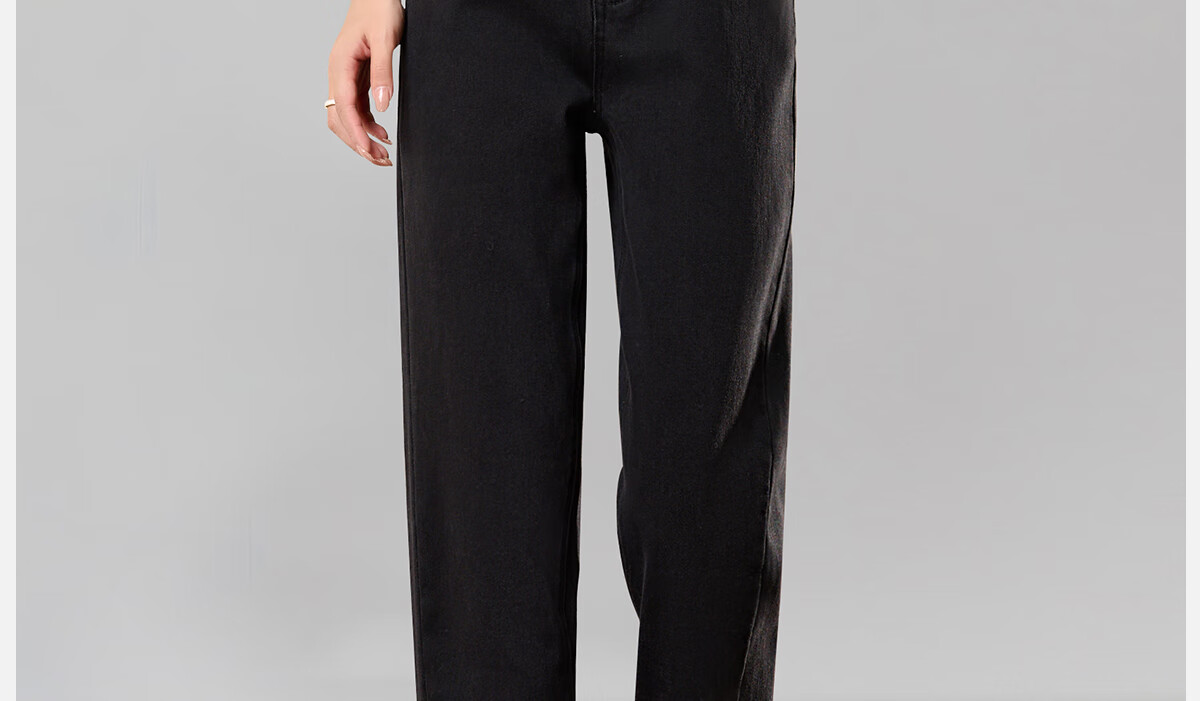 PinCai Women's Cropped Jeans, Petite Size, Solid Color, Slim Fit, High-Waisted, Stretchy, Side Slit, Straight-Leg Casual Pants P12KN1978 1