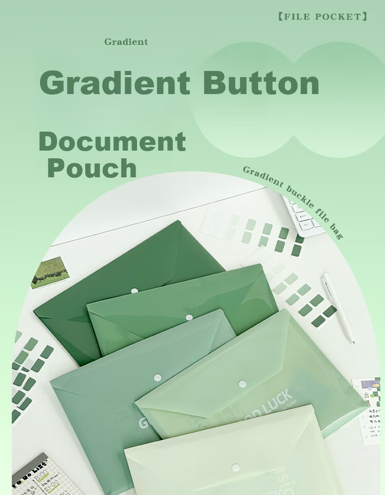Shaonianban File Folders, Gradient A4 Button Closure Document Sleeves, Student Subject Pouches, Exam Paper Storage Pouches, Thick Large Capacity Filing Bags, All 4 Color Sets, 20 Pieces Per Set 1