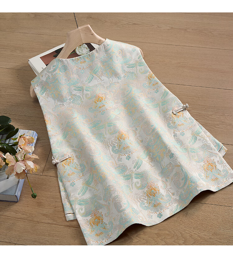 Siboshe New Chinese-Style Vest, 2026 Spring New Women's Fashion, Round Neck Single-Breasted Short Waistcoat 2