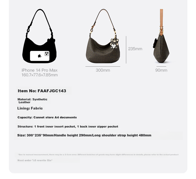 FION Vintage Floral Pattern Handbag for Women, Shoulder Bag, High-End Tote Bag with Elegant Design, Birthday Gift 4