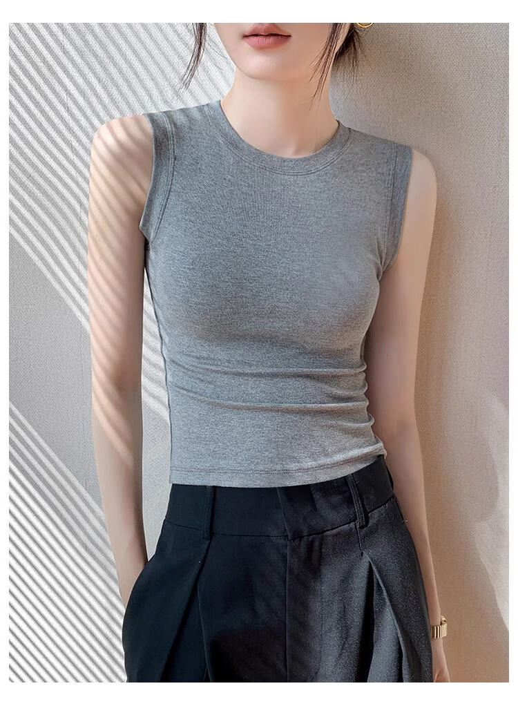 NOME Women's New Ribbed Slim-Fit Turtleneck Tank Top, Suitable for Layering Or Wearing As Outerwear, Dark Gray, Size M 8