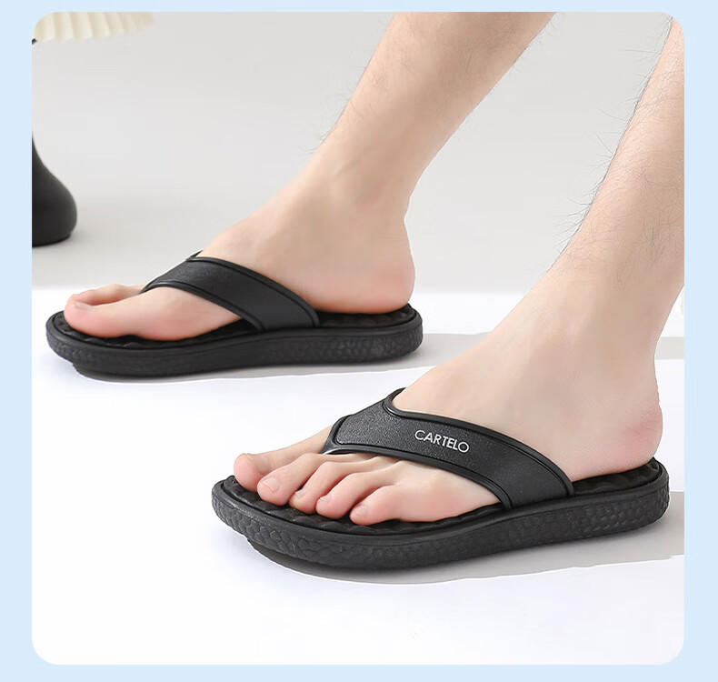CARTELO Men's Flip-Flops, Summer Casual Sandals for Outdoor Wear, Beach Shoes, Style 1550, Green, Size 42 9