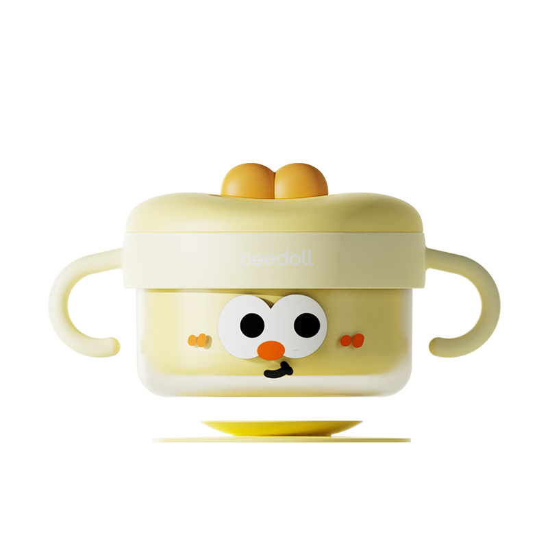 Beedoll Baby Food Bowl, Infant-Specific Water-Filled Insulated Bowl, Constant Temperature Children's Tableware, Grinding Suction Bowl PPSU Orange