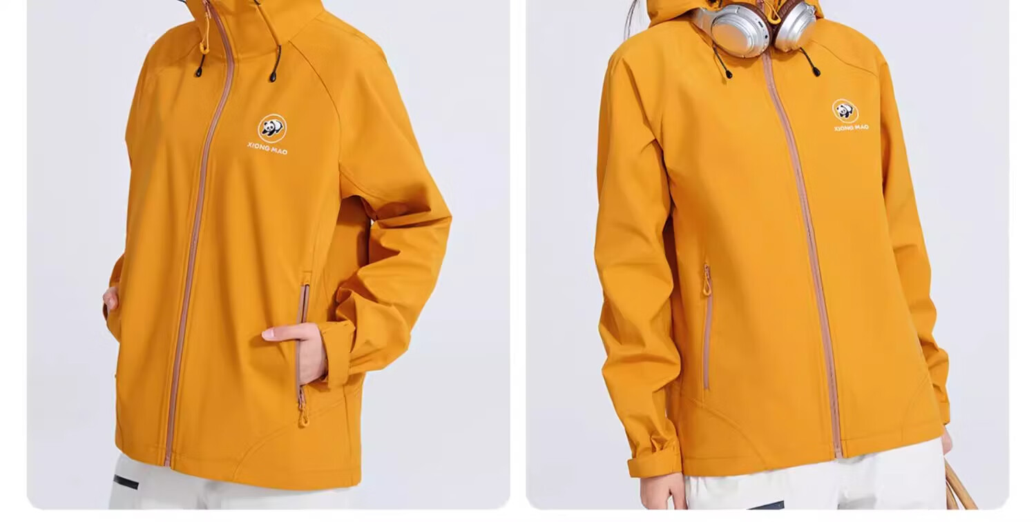 CAMEL Panda Series Outdoor Softshell Jacket Unisex Fashion Versatile Three-Proof Travel Mountaineering Coat 1114 XS 26