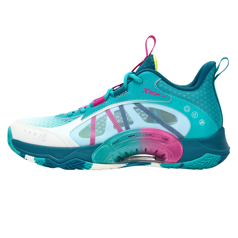 XTEP Kids Boys Mesh Breathable Lace-up Basketball Shoes Starry Blue/Teal Blue Size 38
