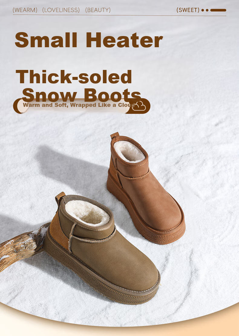 ZHR Snow Boots for Women, 2025 New Winter Style, Thick Warm Boots for Northeast China, Versatile Short Boots with Thick Soles, AB50 Camel Color, Size 35 1
