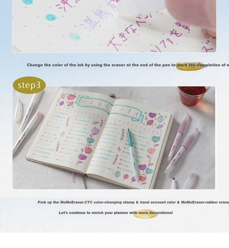 PILOT Momo Erasi-C TCT Color-Changing ST Ballpoint Pen ILMILY Series 0.4 Olive Green/Blushing Pink 1