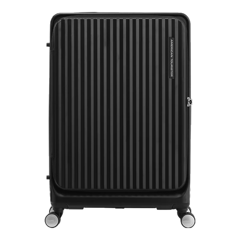 AMERICAN TOURISTER Luggage, 28-Inch Side-Opening Suitcase, Lightweight Large-Capacity Travel Case, Chubby Suitcase, Black NF2 Combination Lock