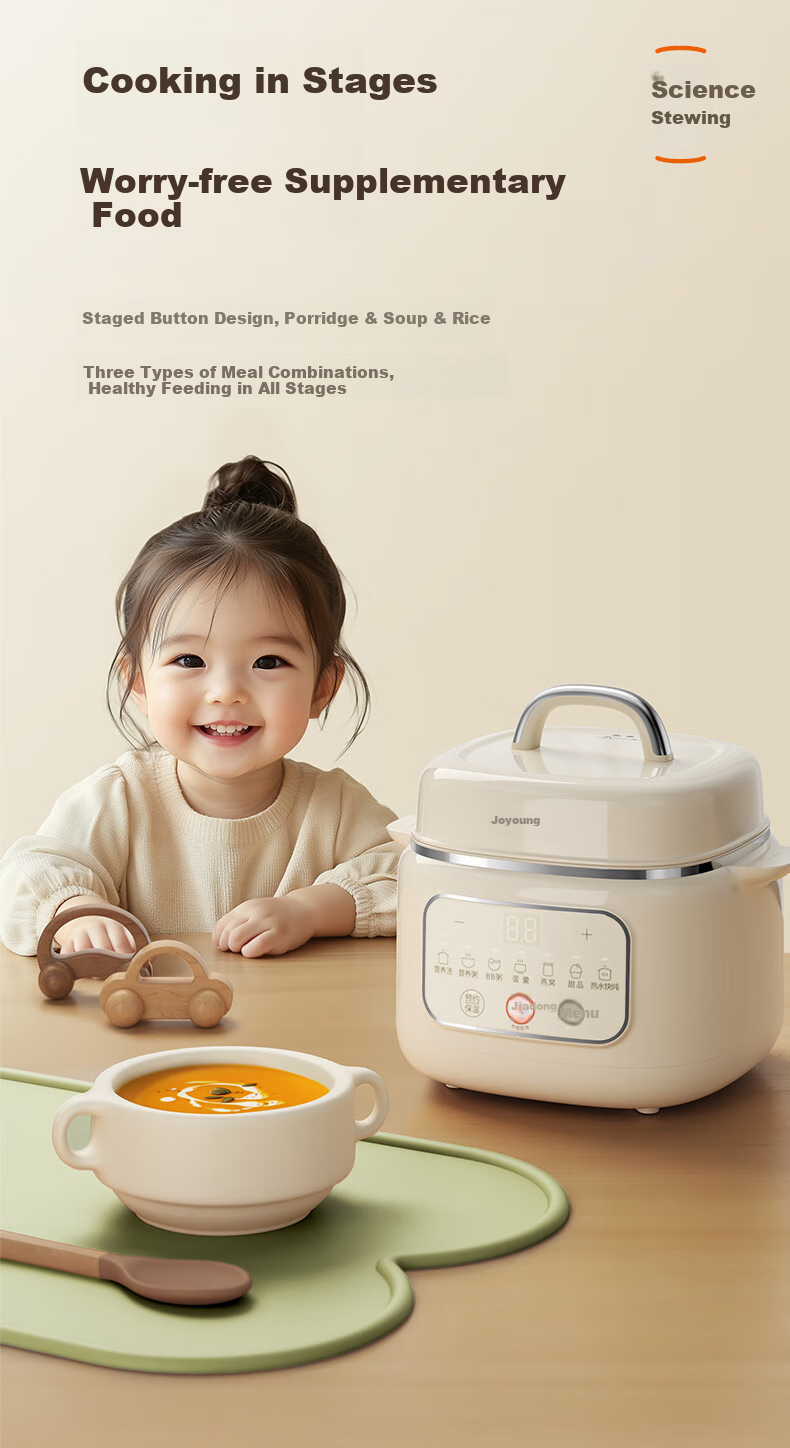 Joyoung Quick-Cooking Electric Stew Pot, Bird's Nest Stew Pot, Double Boiler Pot, Multifunctional Pot, Baby Food Cooker, Soup Pot, Stew Pot, Steamer, 1L Compact Capacity GD189 2