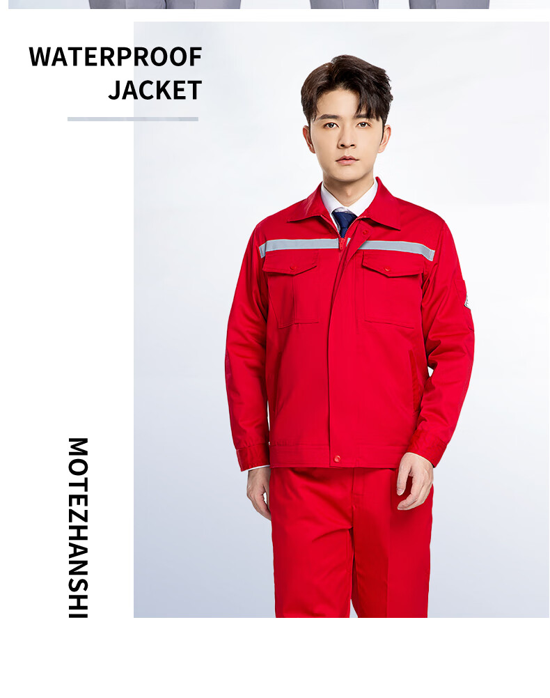 Laurie Anti-Static Workwear Men's Spring and Autumn Long Sleeve Work Jacket Reflective Durable Auto Repair Construction Labor Protective Clothing Electric Power Grid Welder Workwear Customizable 9