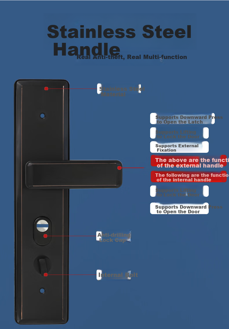 HOTUN [On-Site Installation] Anti-Theft Door Lock Set with Super C-Grade Lock Cylinder, Universal Steel Door, Entrance Door, Main Door Lock FDT2 6