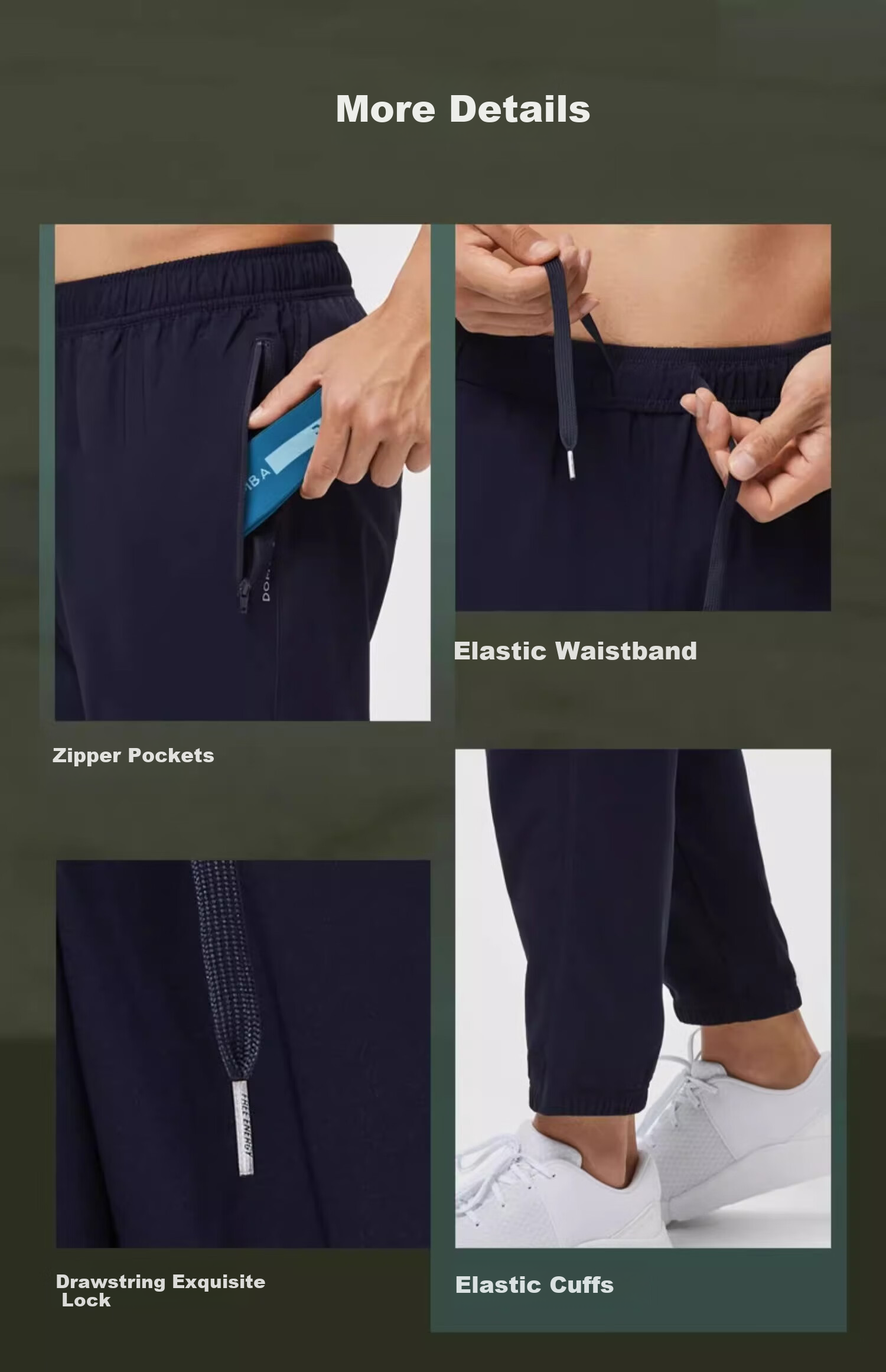 DECATHLON Men's Sports Pants, Quick-Dry Long Pants, Tapered Leg Pants, Breathable Lightweight Athletic Pants-2954977 6