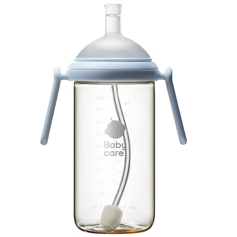 Babycare Tilted Bottle, Breast-Like Newborn Training Cup, PPSU Shatterproof Direct Drinking, 300ml Calm Blue