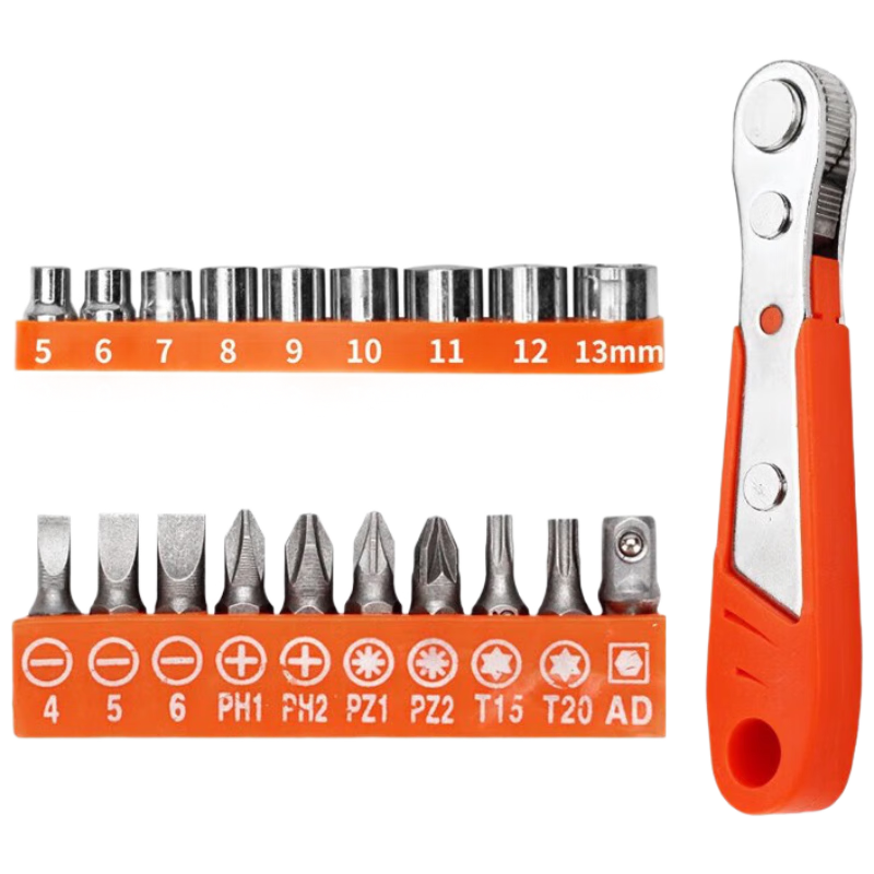 WORKERBEE Ratchet Right Angle Screwdriver Wrench Reversible Flathead Phillips Multifunction Screwdriver Set