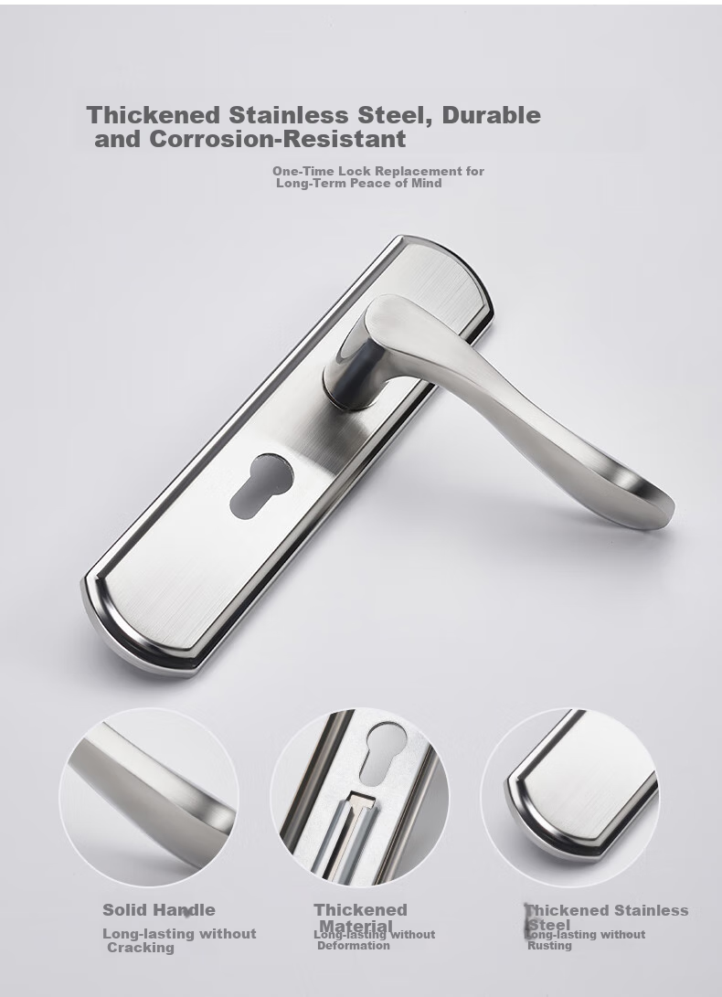 Chugong Door Lock, Interior Door Lock, Bedroom Door Lock, Stainless Steel Adjustable Wooden Door Handle Lock, Adjustable Panel, 125 Lock Body 2