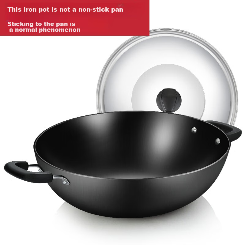 Чугунный вок COOKER KING C40D2, 40см, без покрытия, с двумя ручками, для индукционных плит
