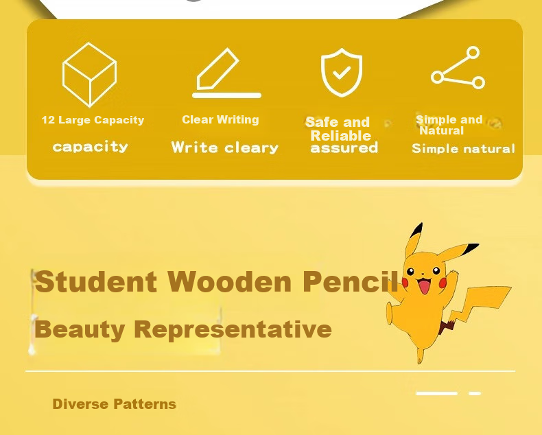 M&G Stationery HB Pencils, 12 Pieces, Pokemon Hexagonal Wooden Shaft with Eraser Tip, Random Styles, Student Summer Vacation Handwriting Practice Wooden Pencils QWP308E0 2