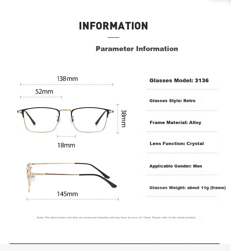 GOGOSOON New Semi-Rimless Donghai Crystal Reading Glasses for Men, High Definition Presbyopic Glasses for Middle-Aged And Elderly, Durable Stone Frame 7
