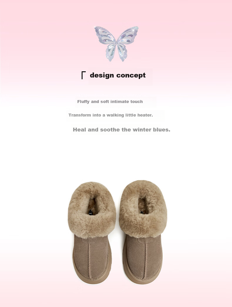 TATA Snow Boots 2025 Winter Thick Sole Plush Warm Low-top Cotton Shoes Women's WDX17DM5 Yellow/White Size 37 3