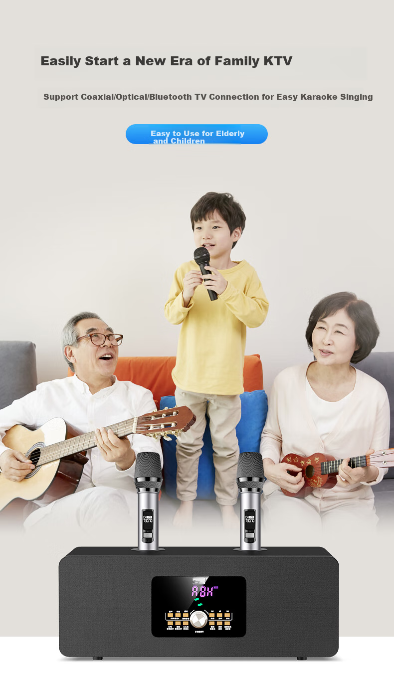 Soaiy 620X Home KTV Speaker Upgraded Version, TV Karaoke All-In Desktop Acoustic Guitar Instrument Amplifier, Home HiFi Subwoofer Microphone 3