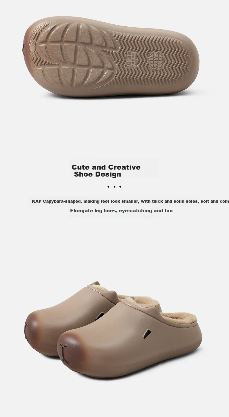 Chikoku Capibara Cotton Slippers for Men And Women, Winter Indoor Thick-Soled Couple's Plush Warm Waterproof Cotton Shoes 5