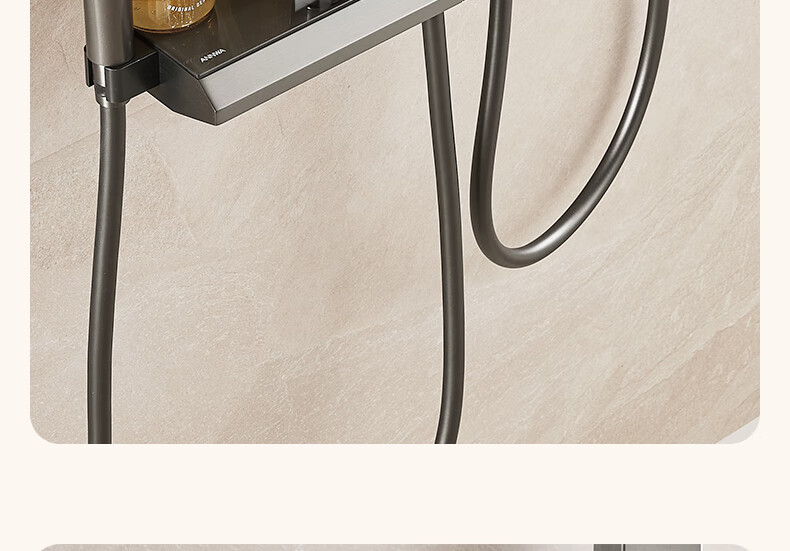 Anhua Bathroom Shower Set, Complete Integrated Brass Pressure-Increasing Square Tube, with Digital Display, Gunmetal Gray, N4G9041GGW 31