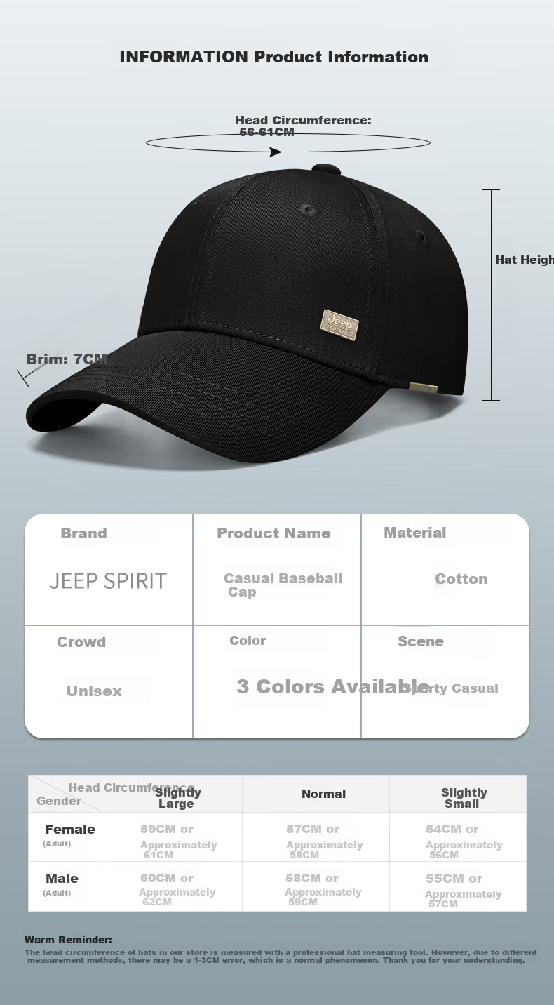 JEEP Men's Baseball Cap, All-Season Trendy Visor Hat, Versatile Sun Hat for Men And Women A0764 1